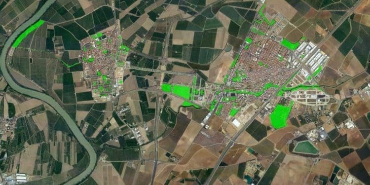 Mapa con los espacios verdes marcados | Ayuntamiento de La Rinconada