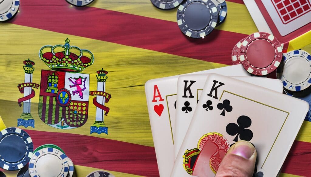 Mesa de juego con la bandera de España
